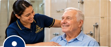 Connect4Care uniformed care worker providing personal care